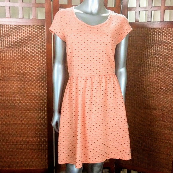 🎀MAISON JULES ORANGE POLKA DOT SHORT SLEEVE DRESS - Picture 2 of 6